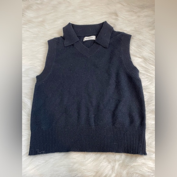 NAADAM Dark Blue cashmere collared Vest small - Picture 5 of 10